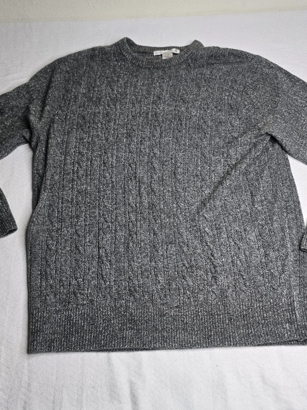 Geoffrey Beene Men's Gray Cable Knit Sweater Size Large Crew Neck